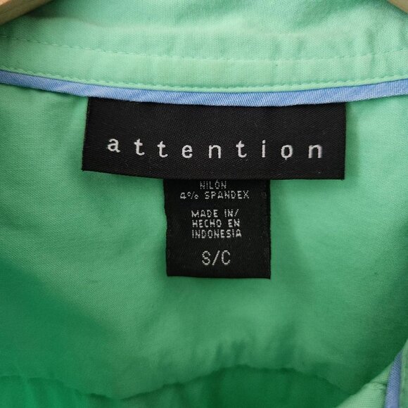 ATTENTION green collared shirt short sleeve button-up front Sz S preppy classic - Picture 5 of 8